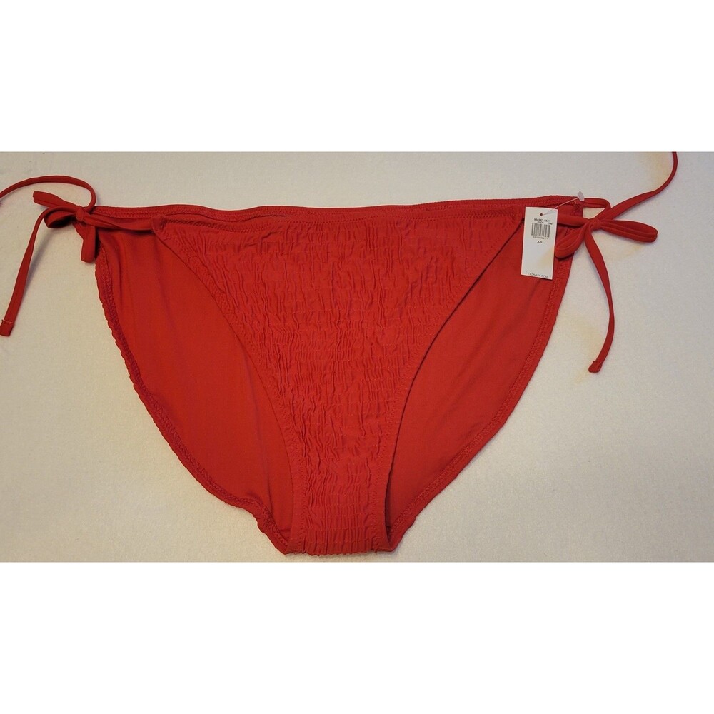 Old Navy Red String Bikini Bottom Sz XXL Side Tie Textured High Waisted NWT...